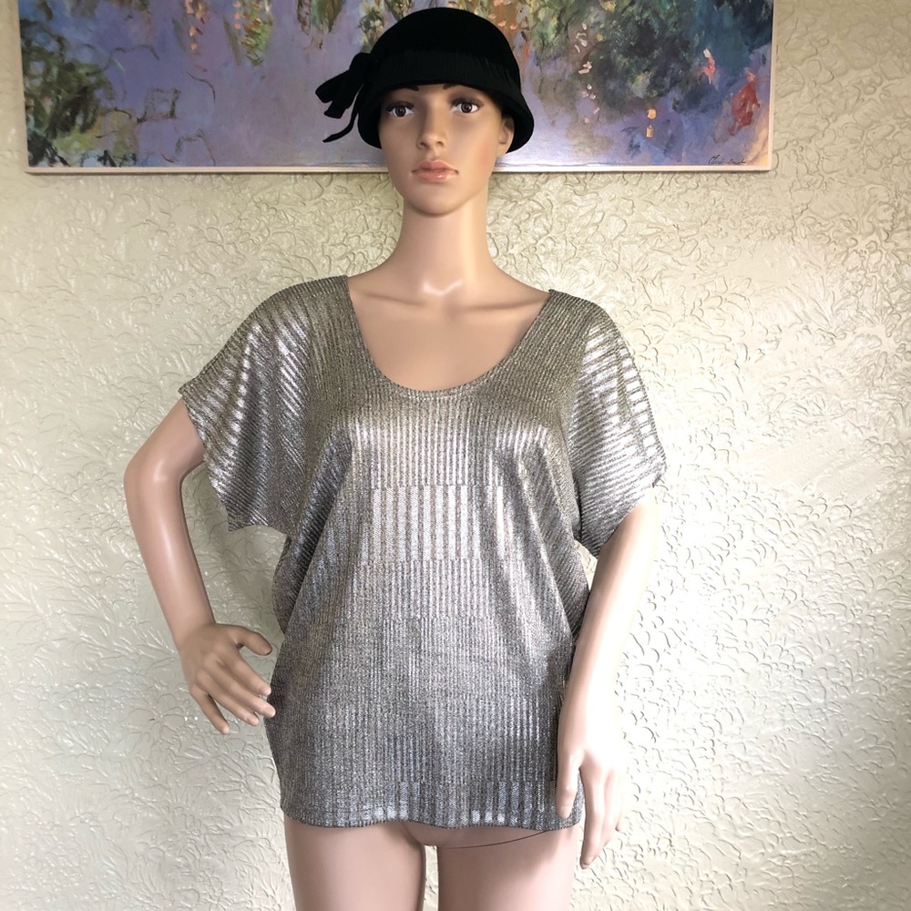 Kim and Cami Women’s Metallic Bat Wing Top